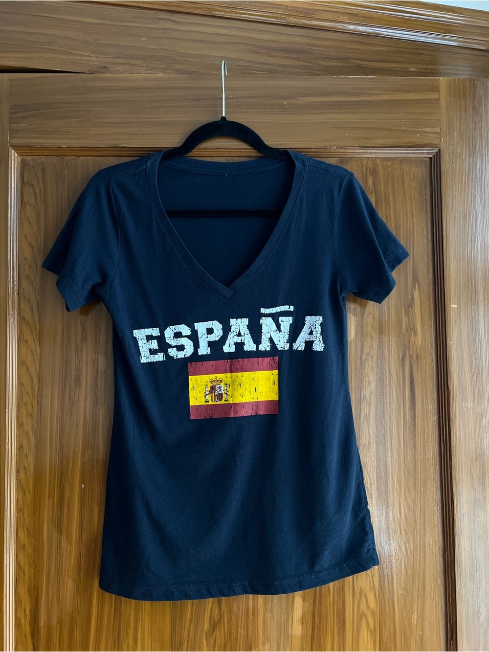 Blue V-Neck España Flag T-Shirt